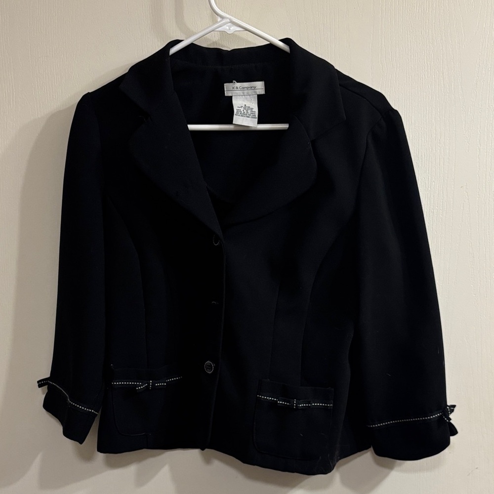 Chico's Black Blazer with White Stitching